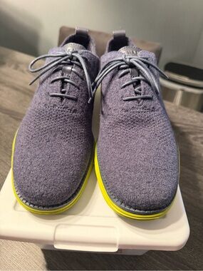 Cole Haan Men's Navy Knit Derby with  green Sole Accent